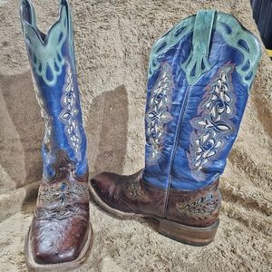 Ladies square toe, authentic ostrich skin Lucchese boots